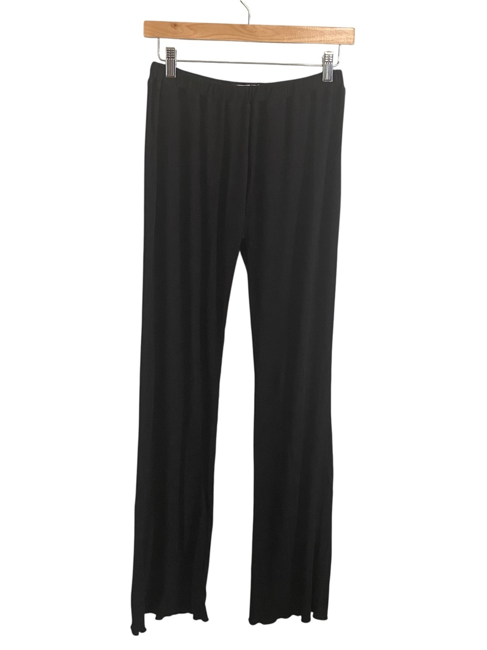 Frankies Bikinis Black Mid Rise Ribbed Pull On Bootcut Lounge Pants Size Large